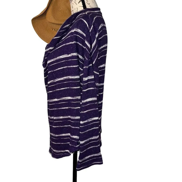 Apt.9, XL, purple white stripe metallic slouchy cowl neck long sleeve sweater  - Picture 2 of 8